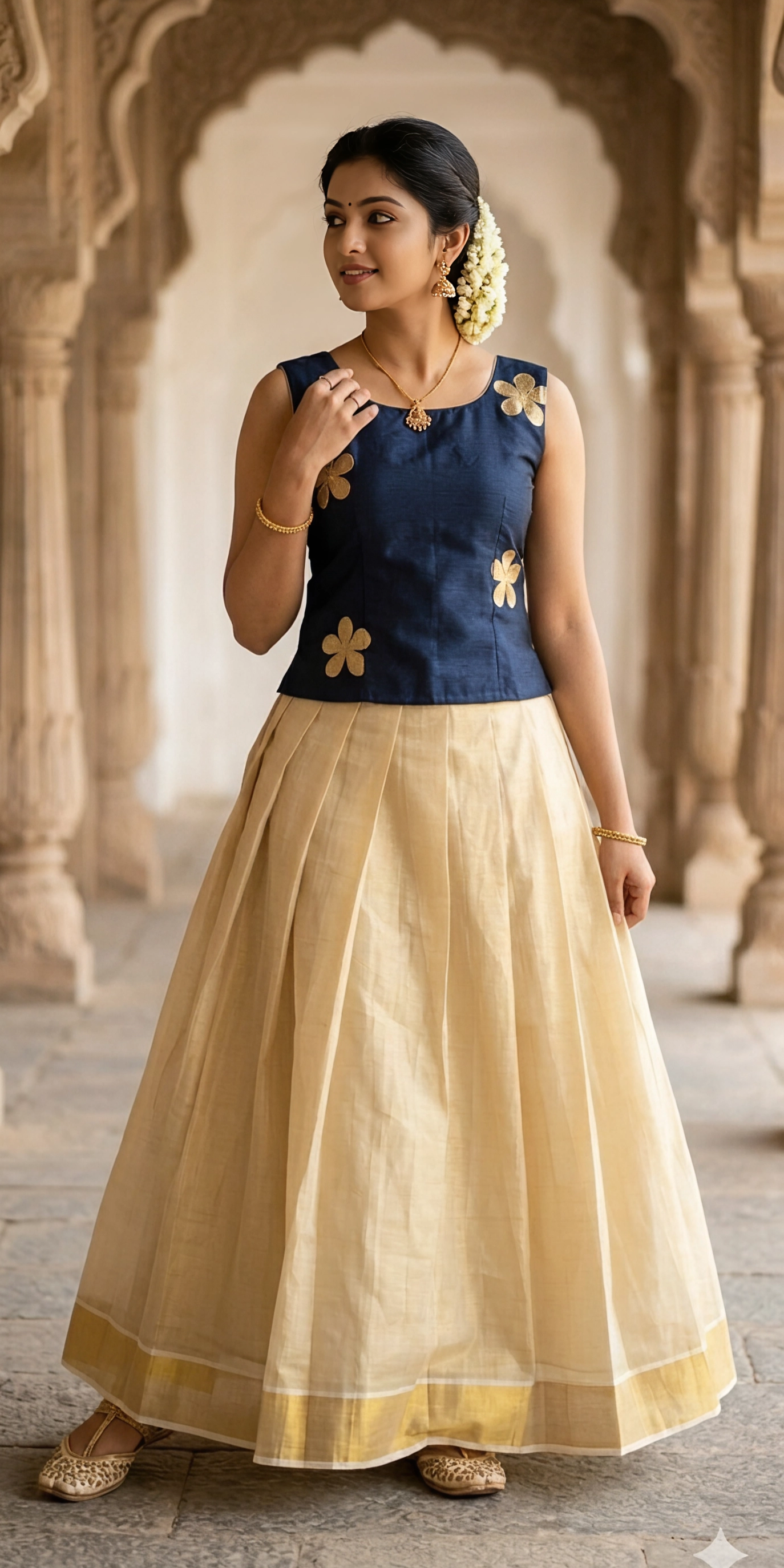 Kerala Tissue Pavada Set