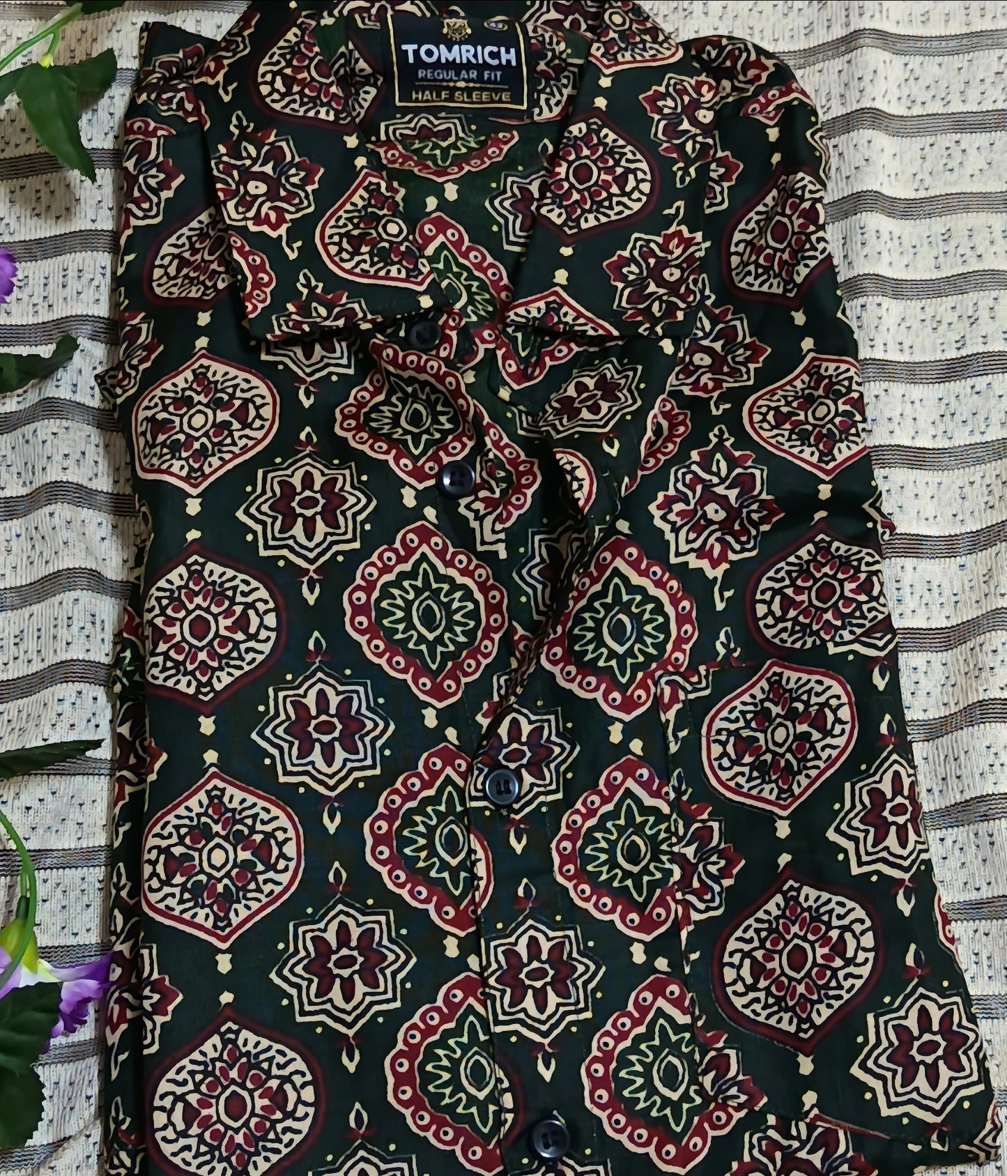 Ajrakh Block Print Half Sleeve Men's Shirt