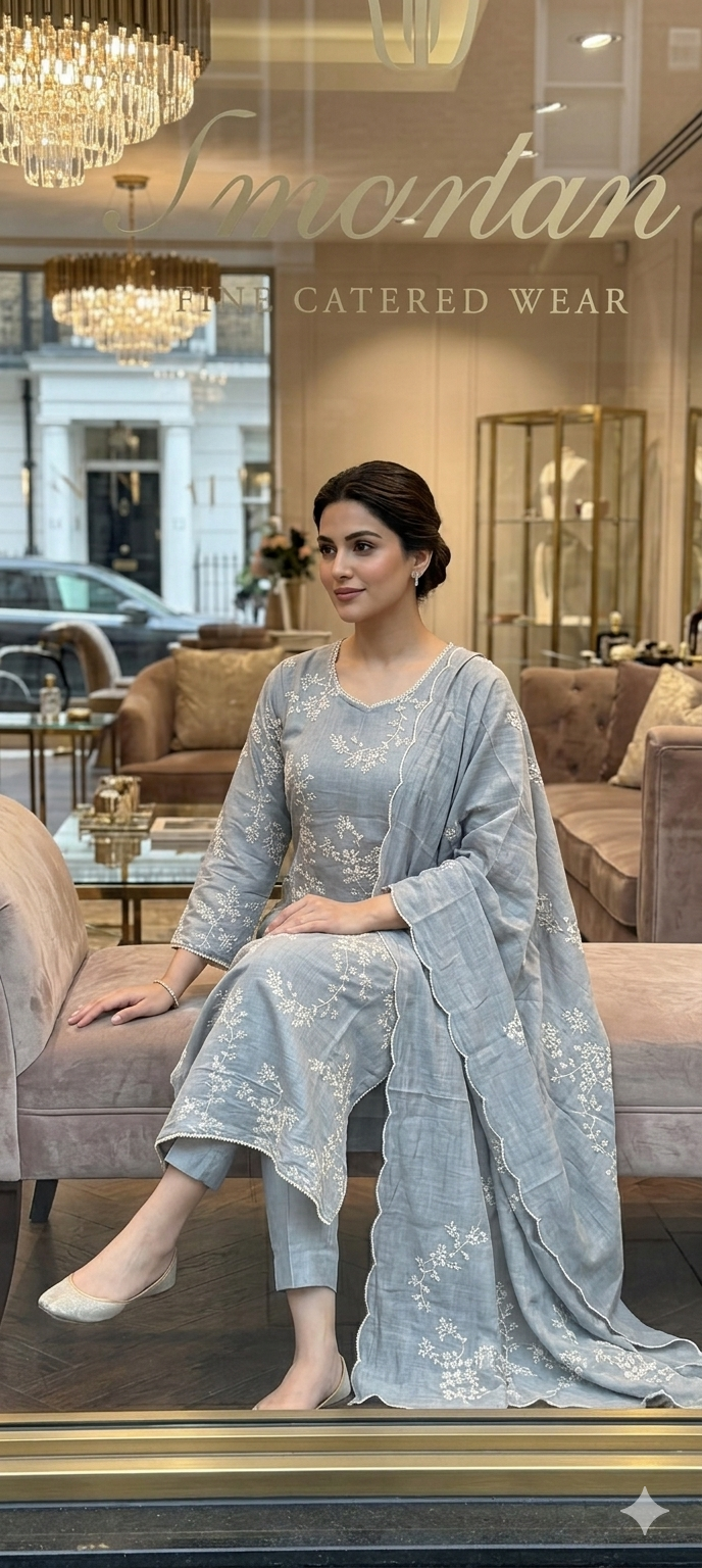 Glass Mulchanderi Premium Three-Piece Designer Set