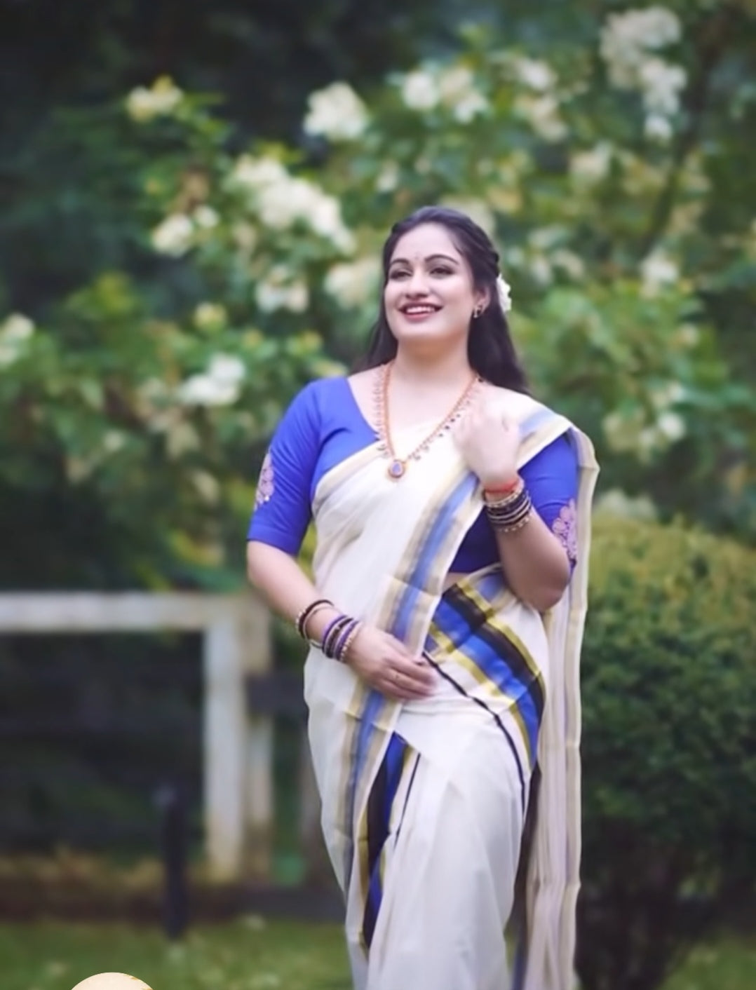 Kerala Set mundu with Royal Blue Border