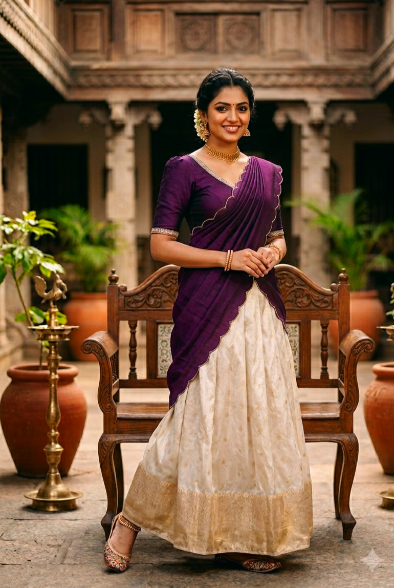 Royal Purple Dhavani Ready Stitched Set