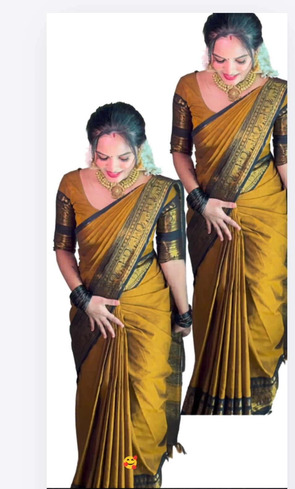 Kanchi Cotton Saree β Mustard Gold with Black Zari Border