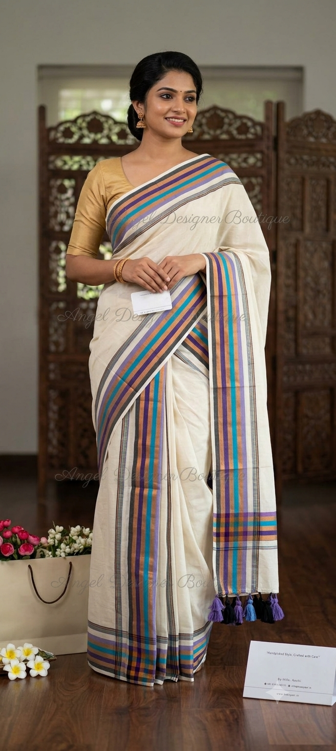 Mul Cotton Saree – Multicolour Stripe