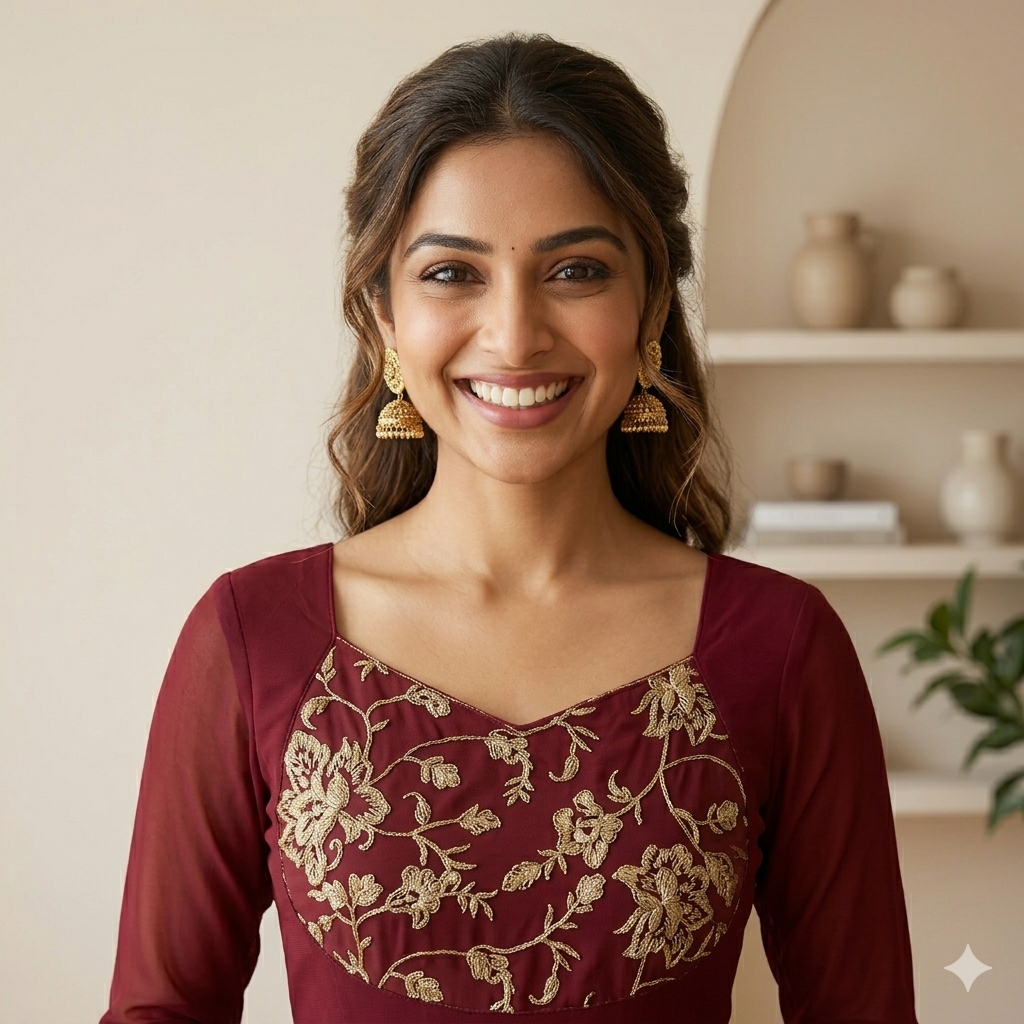 Designer Top with Golden Embroidery