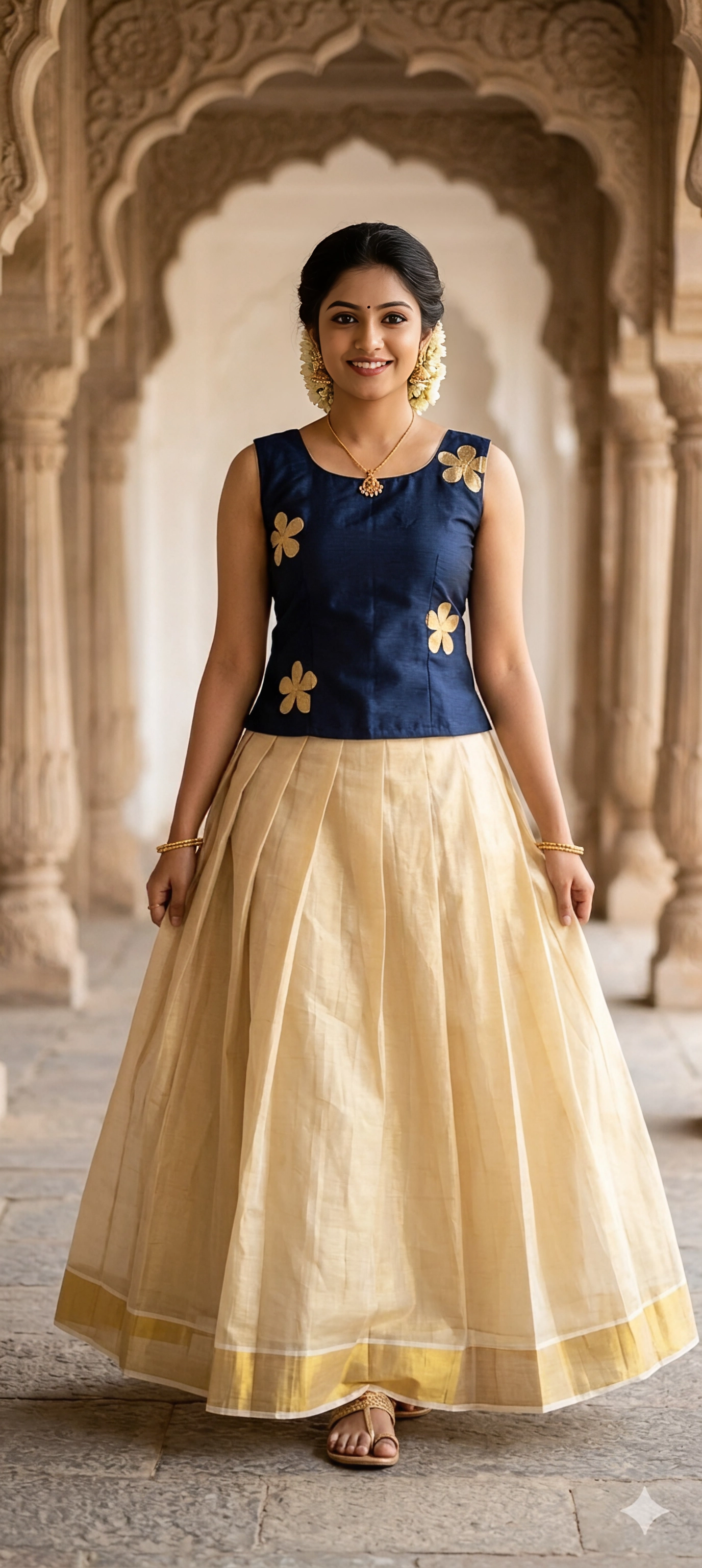 Kerala Tissue Pavada Set