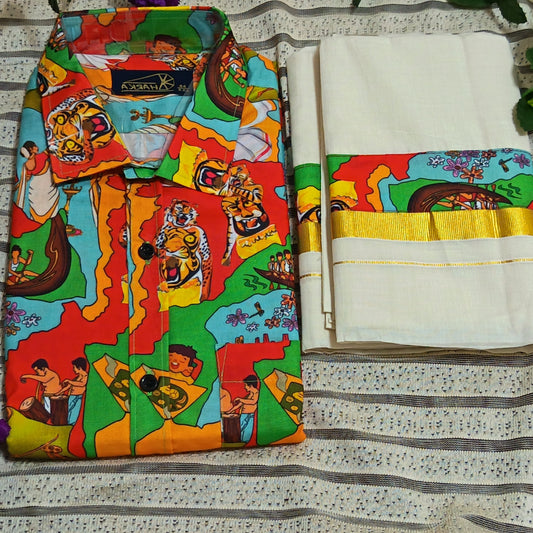 Kerala Story Men's Combo Set – Shirt & Mundu