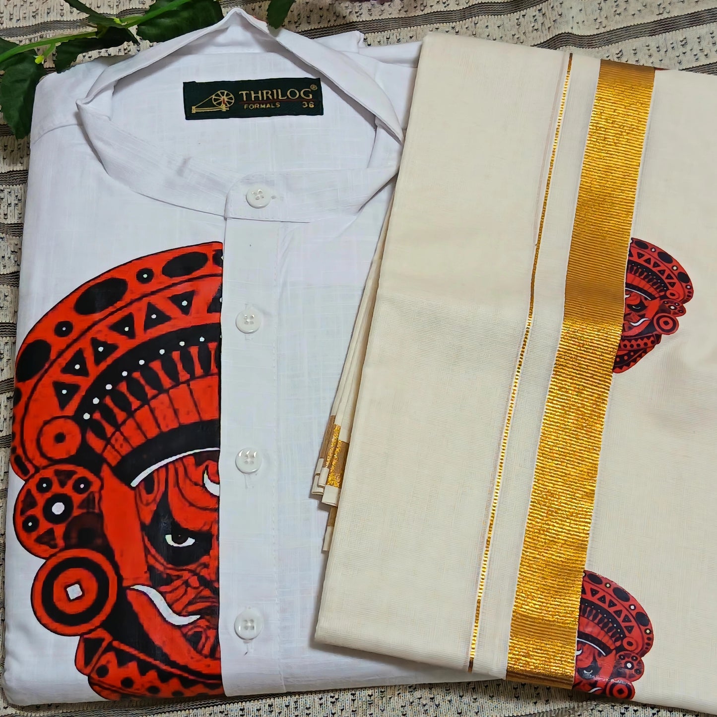 Men's Theyyam Art Combo Set – Shirt & Mundu