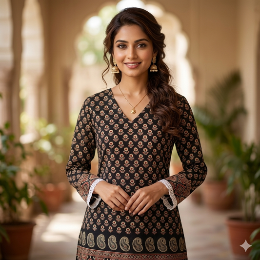 Ajrak Print Short Tops