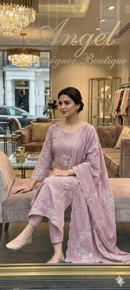 Glass Mulchanderi Premium Three-Piece Designer Set
