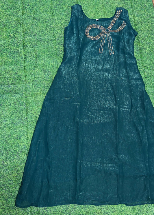 Sequin Bow Shimmer Dress – Teal
