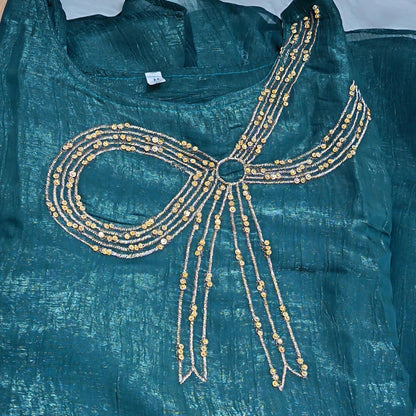 Sequin Bow Shimmer Dress – Teal