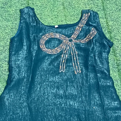 Sequin Bow Shimmer Dress – Teal