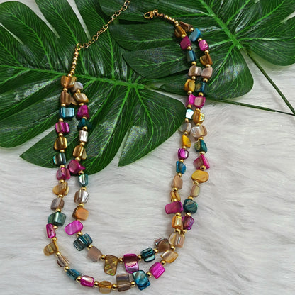 Double-Layer Multicolour Shell Bead Necklace