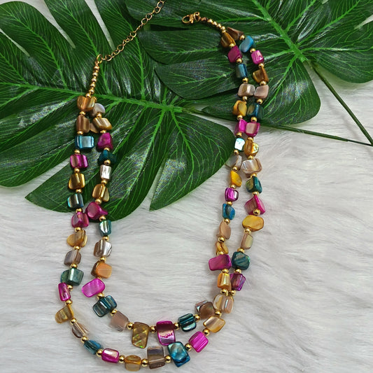 Double-Layer Multicolour Shell Bead Necklace