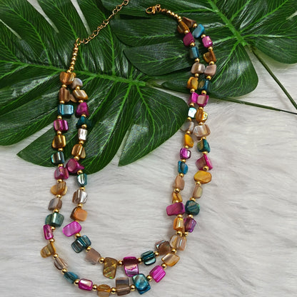 Double-Layer Multicolour Shell Bead Necklace