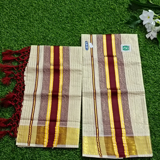 Kerala Set Mundu with Gold Kasavu Border