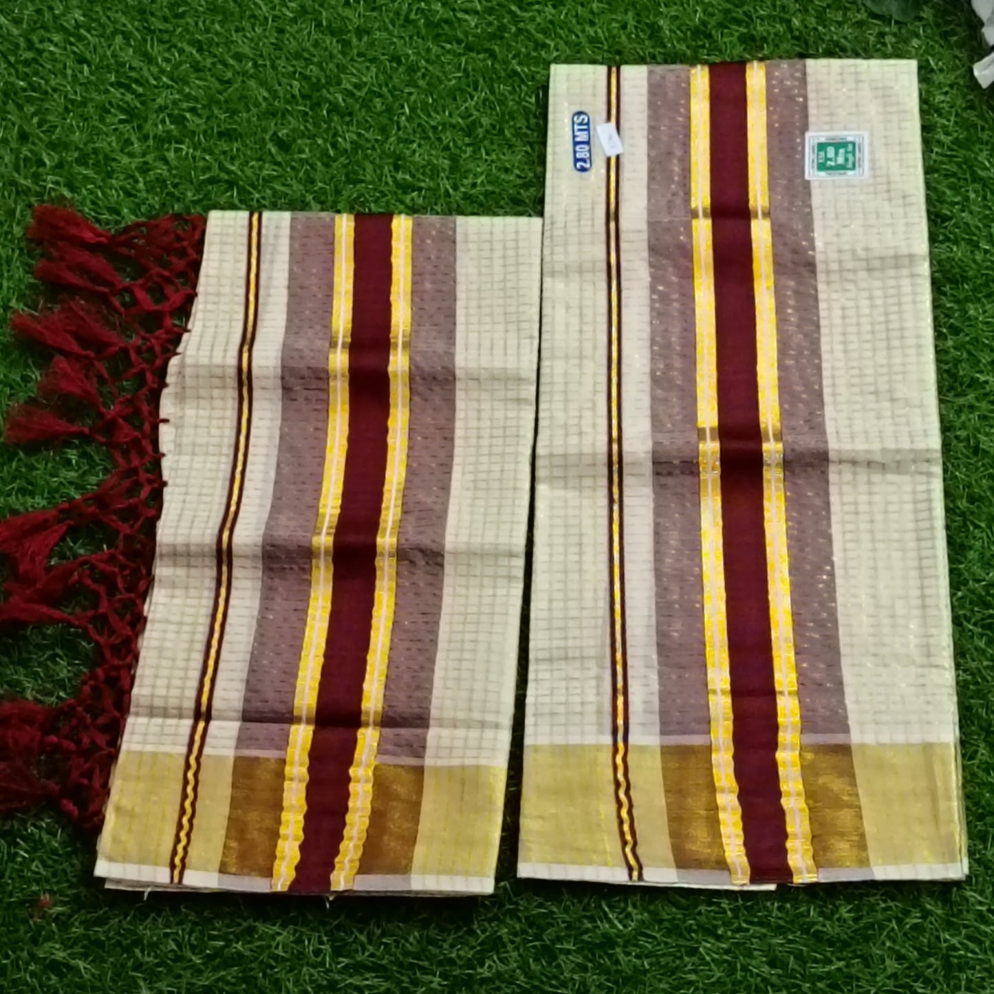 Kerala Set Mundu with Gold Kasavu Border
