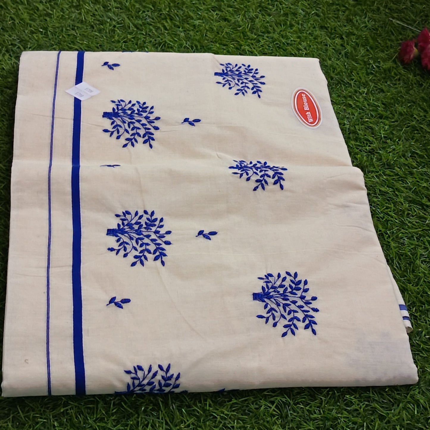 Puliyila kara  Saree with Tree Embroidery Work
