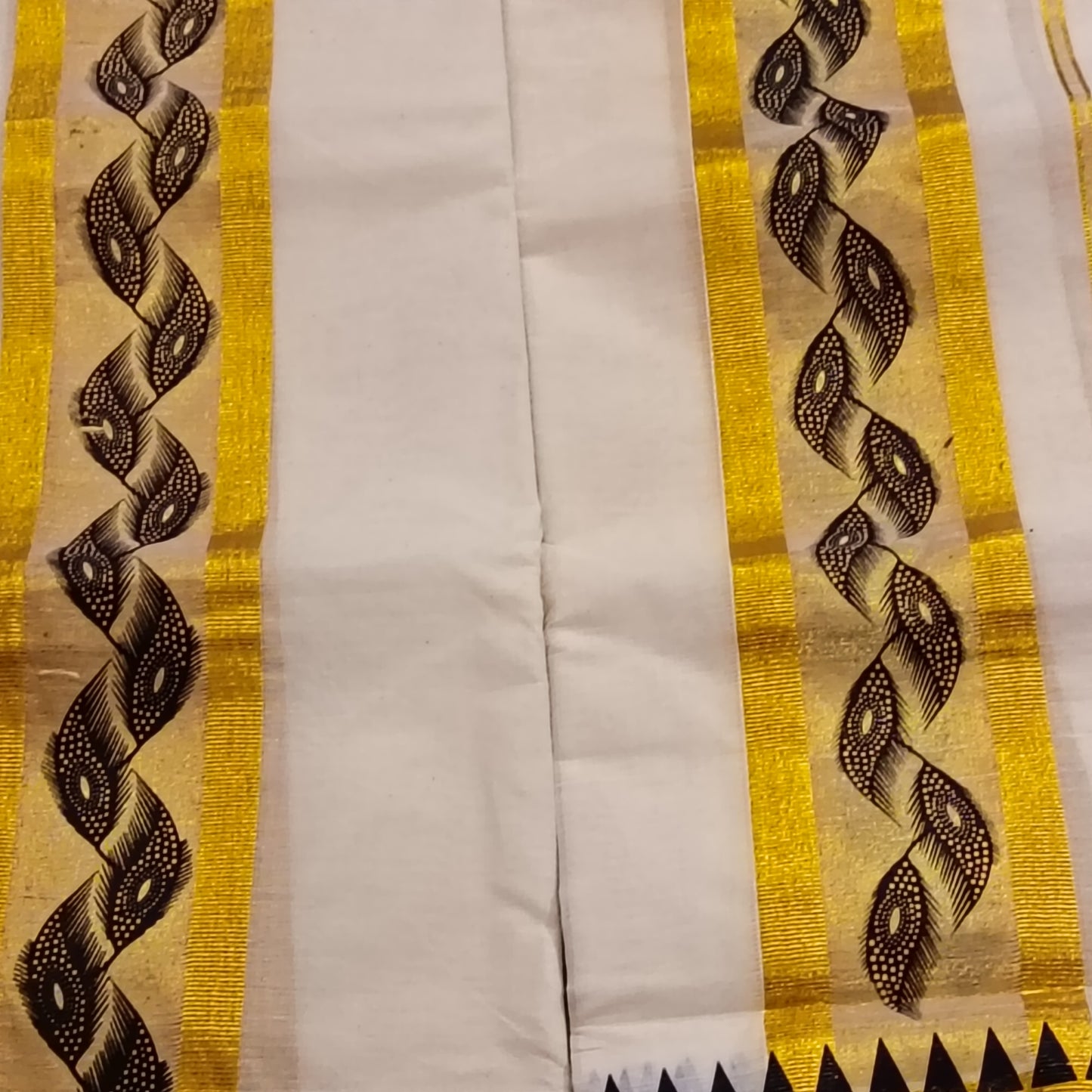 Kerala Special Tissue Set Mundu with Extra Broad Gold Kasavu | 2.80 Mtrs