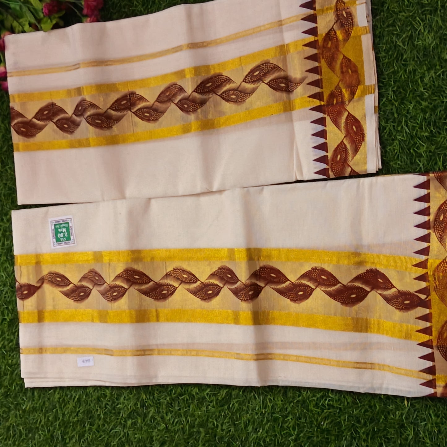Kerala Special Tissue Set Mundu with Extra Broad Gold Kasavu | 2.80 Mtrs
