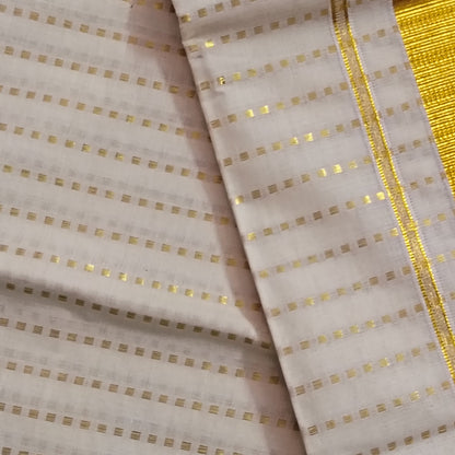 Kerala Kasavu Tissue Saree – White & Gold