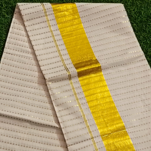 Kerala Kasavu Tissue Saree – White & Gold