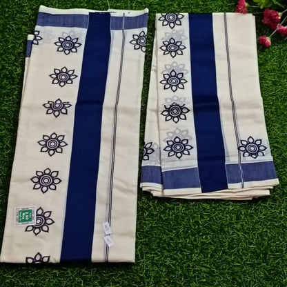 Kerala Printed Set Mundu – Floral Border Collection