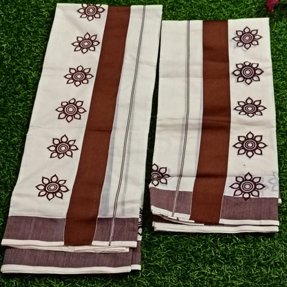Kerala Printed Set Mundu – Floral Border Collection