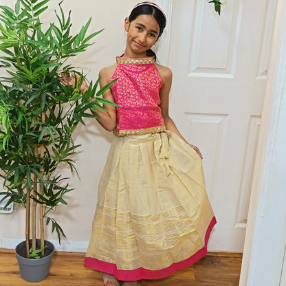 Kids Pattu Pavada Set | Girls Ethnic Wear