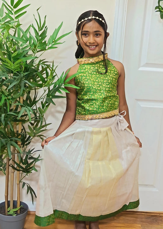 Kids Pattu Pavada Set | Girls Ethnic Wear
