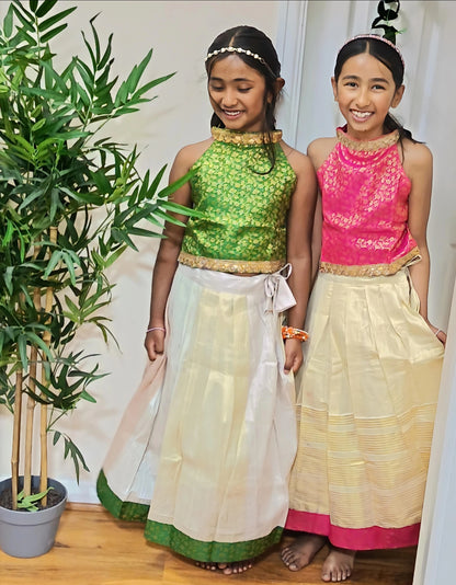Kids Pattu Pavada Set | Girls Ethnic Wear