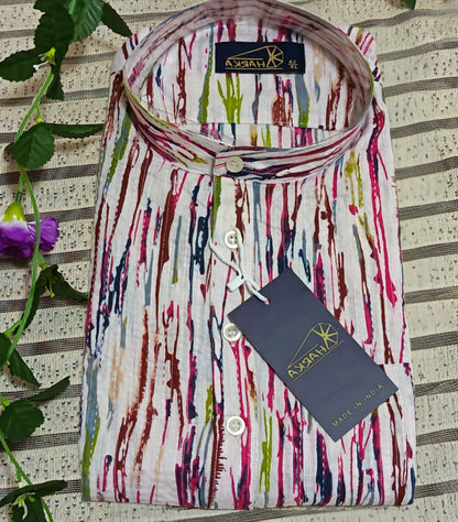 Men's Printed Cotton Kurta