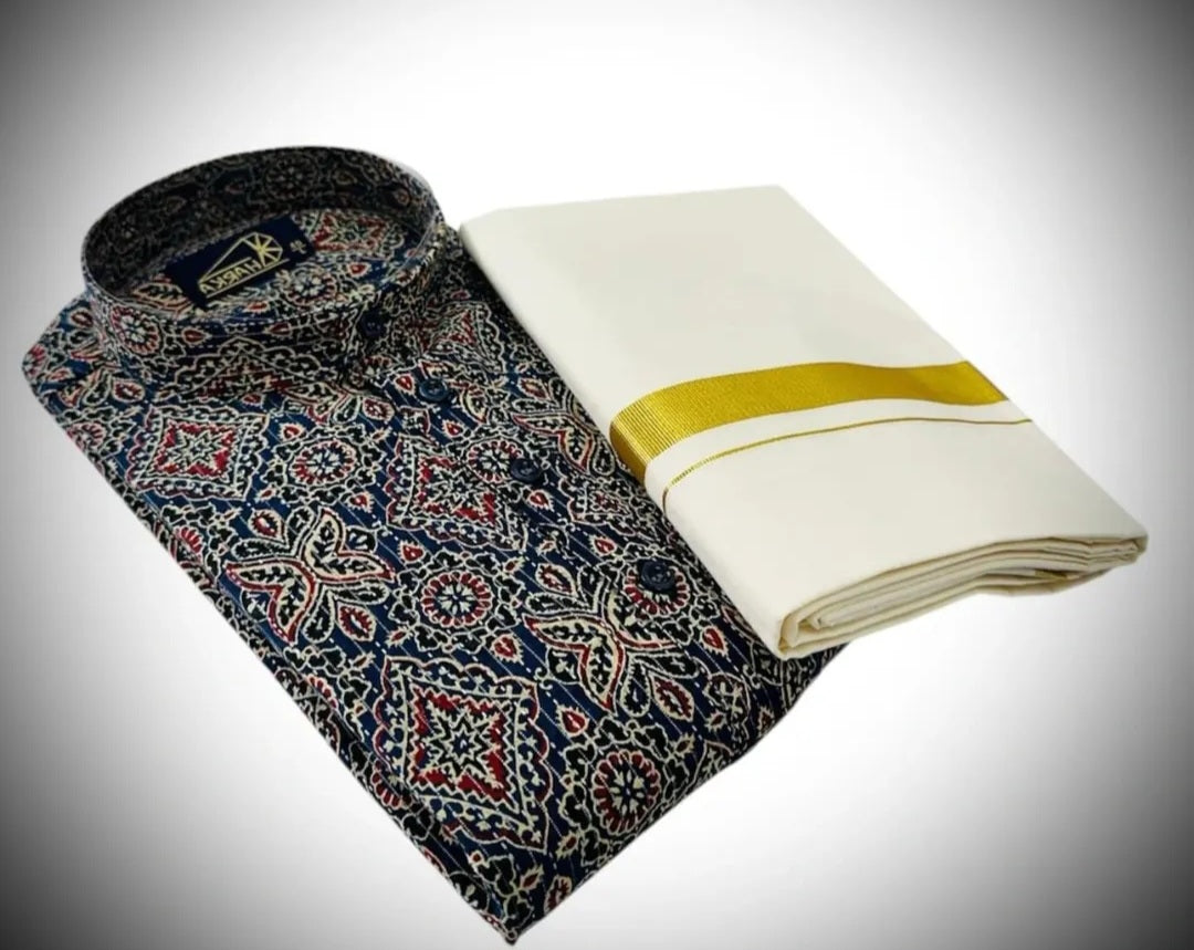 Men's Printed Cotton Kurta