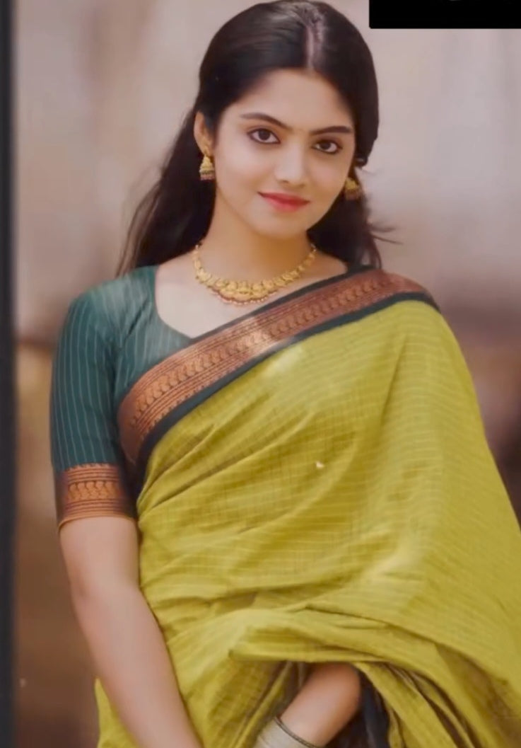 KALYANI COTTON SAREES WITH STICHED BLOUSE