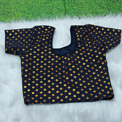 Navy Brocade Blouse – Alterable Size 36–42