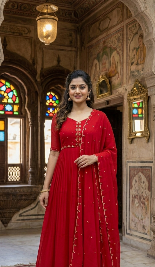 PARTY WEAR HAND WORKED CHURIDAR SET.