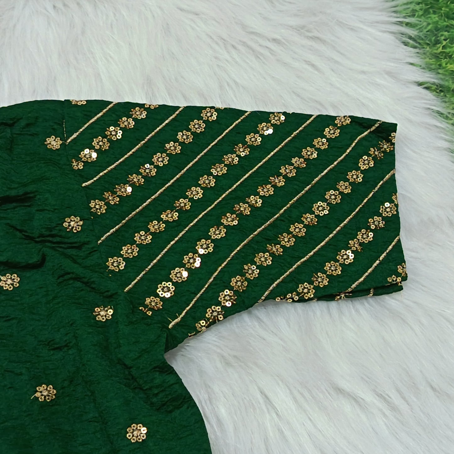 Emerald Green Embroidered Ready-to-Wear Saree Blouse