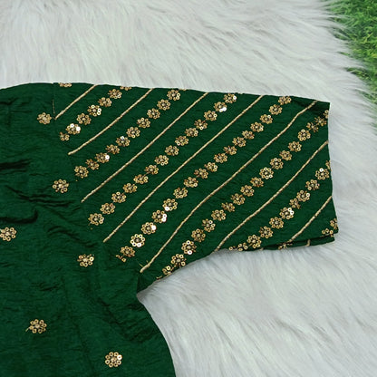 Emerald Green Embroidered Ready-to-Wear Saree Blouse