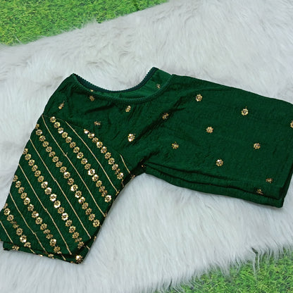 Emerald Green Embroidered Ready-to-Wear Saree Blouse