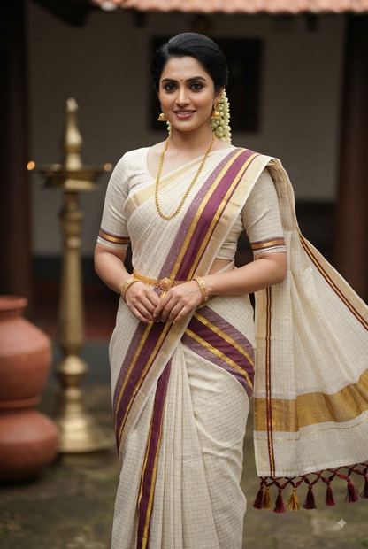 Kerala Set Mundu with Gold Kasavu Border
