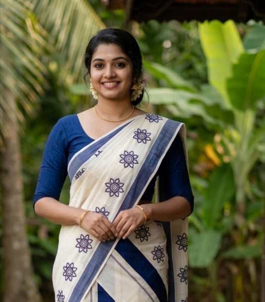 Kerala Printed Set Mundu – Floral Border Collection