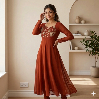 Designer Top with Golden Embroidery