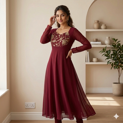 Designer Top with Golden Embroidery