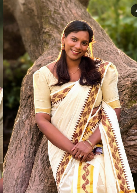 Kerala Special Tissue Set Mundu with Extra Broad Gold Kasavu | 2.80 Mtrs