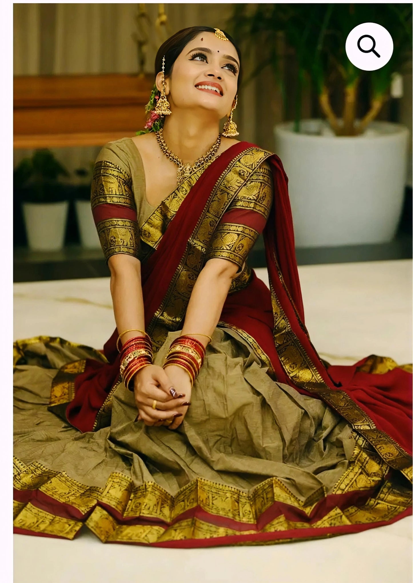 KANCHI COTTON READY TO WEAR DHAVANI SET.