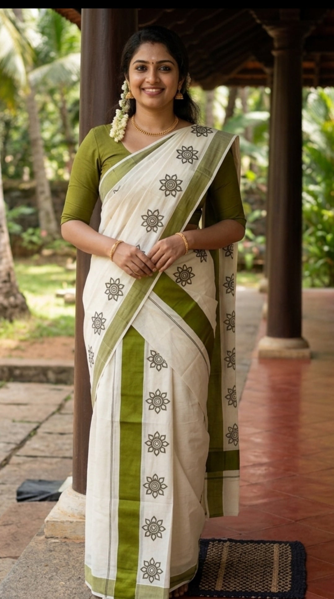 Kerala Printed Set Mundu – Floral Border Collection