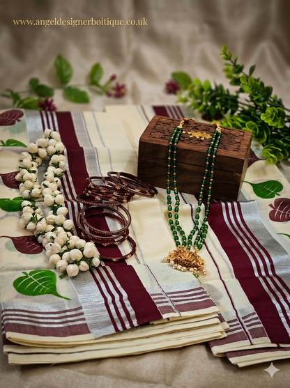 Kerala Kasavu Saree Gift Box Set | Onam Special
