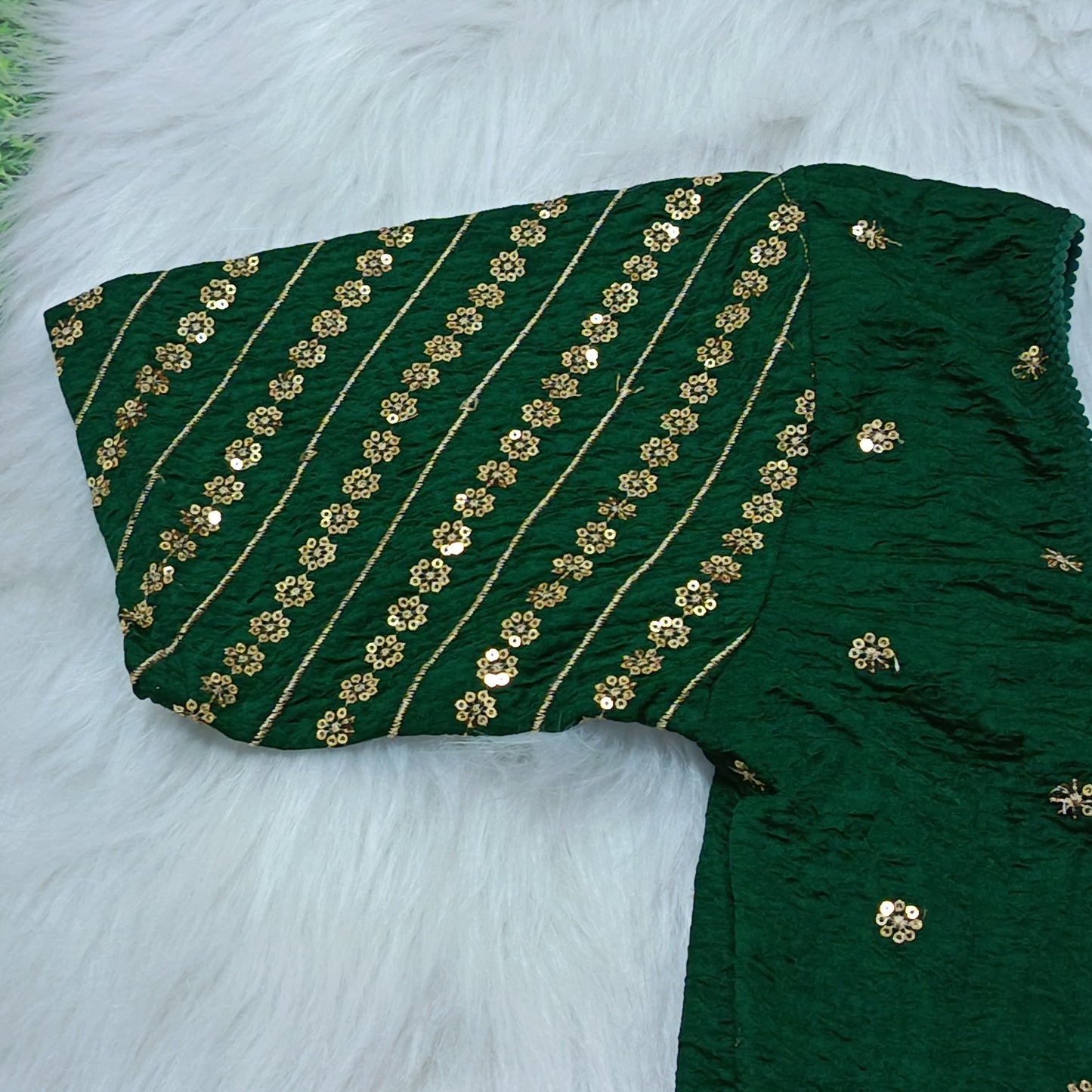 Emerald Green Embroidered Ready-to-Wear Saree Blouse