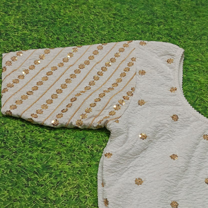 Ivory Sequin Ready-to-Wear Saree Blouse