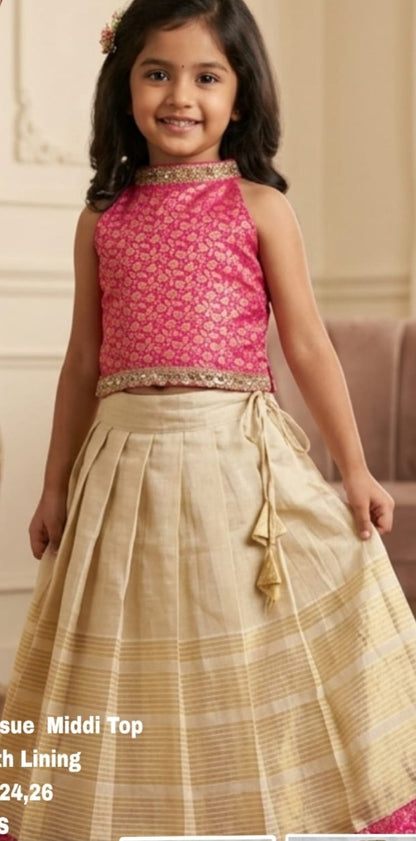 Kids Pattu Pavada Set | Girls Ethnic Wear